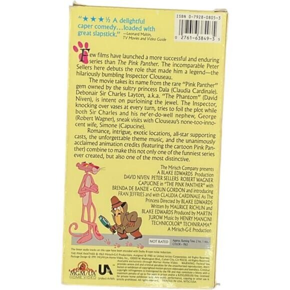 The Pink Panther VHS Tape 1963 Comedy David Niven Peter Sellers Classic MGM UA V - Picture 2 of 3
